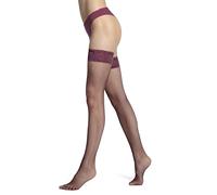 VENEZIANA NUOVA Bas Résille avec Porte-Jarretelles pour Femme - Bas Autofixants Mi-Cuisse avec Dentelle, Finition Mate Couleur Bordeaux Taille XL