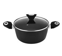 Venga! Casserole de 24 cm avec couvercle, capacité de 4,1 L, revêtement antiadhésif, va au lave-vaisselle, fond à turbo-induction, poignées ergonomiques au toucher doux, noir/argent, VG POT 3001