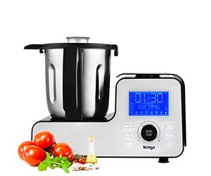 Venga! Robot Cuiseur Multifonctions, Format Compact, 10 Programmes, avec Balance et Livre de Recettes, 1500 W, Blanc/Noir, VG HA 3000