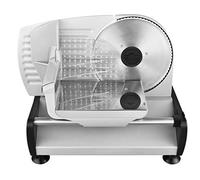 Venga! Trancheuse Electrique, Réglage précis de l’épaisseur de 0 à 15 mm, Chariot et Poussoir Amovibles, 150 W, Inox, VG AS 3003