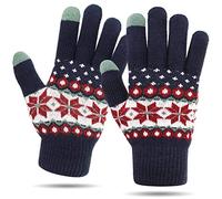 Veni Masee - Gants d'hiver extensibles pour écran tactile - chauds et doux - avec doublure douce - pour hommes et pour femmes - Bleu - taille libre