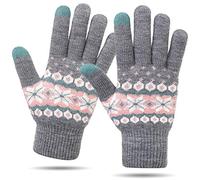 Veni Masee - Gants d'hiver extensibles pour écran tactile - chauds et doux - avec doublure douce - pour hommes et pour femmes - Gris - taille libre