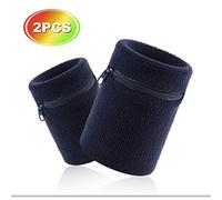 VENI MASEE Sports Thick Solid Color Wristband with Zipper/Wrist Wallet, 1PCS/2PCS Pack