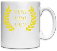 Veni Vidi Vici Tasse en céramique blanche avec inscription « I Came I Saw I Conquered Julius Caesar » Blanc