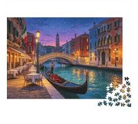 Venice Canal Puzzle 1000 Pièces Recyclable European Town Senior Puzzles Jeu Éducatif Décompression Ideal for Famille et Amis Anniversaires 70x50cm/1000pcs