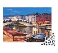 Venice Canal Puzzles 1000 Piece Recyclable Night View Puzzle for Elderly Éducatif Jeu Decompression Ideal for Vacances Bénédictions Cadeau 38x26cm/1000pcs