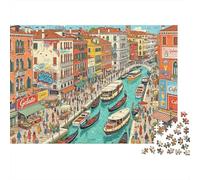 Venice Canals Puzzles 1000 Pièces Recyclé Material Colorful Italian Adult Jigsaws Developing Boy & Girl‘s Intelligence Parent Child Game Activity 38x26cm/1000 Pièces