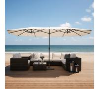Venice parasol double ecru droit ovale 2,7 x 4,6 m