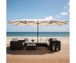 Venice parasol double ecru droit ovale 2,7 x 4,6 m