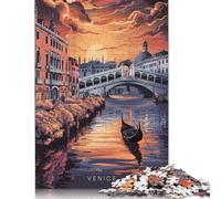 Venice Sunset Gondola Puzzle 1000 Pieces Cadeau Unique Jeu Éducatif Challenge Toy À De Qualité Supérieure Peinture Art pour Adultes Et Enfants À Partir De 12 Ans 1000pcs (38x26cm)