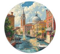 Venice Water City 1000 Pièces Puzzle Circulaire Classiques Cadeau Irrégulière Puzzle Famille Amis 1000pcs (67.5x67.5cm)