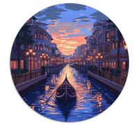 Venice Water City 1000 Pièces Puzzle Circulaire Classiques Jeu D'Intelligence Irrégulière Jigsaw pour Adultes Famille Amis 1000pcs (67.5x67.5cm)