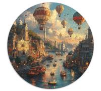 Venice Water City 1000 Pièces Puzzles Ronds Classiques Jeu D'Intelligence Impossible Jigsaw pour Adultes Famille Amis 1000pcs (67.5x67.5cm)