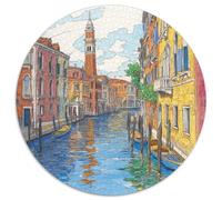 Venice Water City 1000 Pieces Puzzles Ronds Puzzle De l'art De La Décoration Moderne Jeu Cadeau Unique Puzzle De Qualité Supérieure pour Adultes Et Enfants 1000pcs (67.5x67.5cm)