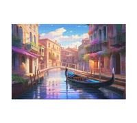 Venice Water City Puzzles Adultes 1000 Pièces en Bois, Jouet De Puzzle De Défi De Cerveau pour des EnfFourmis, D’Intelligence (75×50cm)