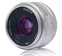 Venidice Objectif Mcoplus 35 mm F1.6 à mise au point manuelle grande ouverture APS-C fixe pour appareils photo sans miroir Olympus Panasonic M4/3 MFT Micro Four Thirds (Argent)