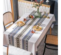 VENIES Nappe Anti Tache 140 x 140 cm Tablecloth carrée for Tables imperméables nappes PVC pour Table Basse, Picnic, Décoration de Bureau de Cuisine Familiale Bleu