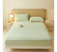 VENIES Protege Matelas 120 x 200 cm Drap Housse Flanelle Matelassé - Bonnet jusqu'à 30cm avec Élastique Tout Autour Drap de lit Flanelle Microfibre Super Chaud pour Matelas Épais Vert