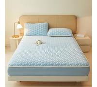 VENIES Protege Matelas 120 x 200 cm Drap Housse Flanelle Matelassé - Bonnet jusqu'à 30cm avec Élastique Tout Autour Drap de lit Flanelle Microfibre Super Chaud pour Matelas Épais Bleu Clair