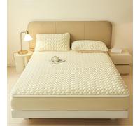 VENIES Protege Matelas 120 x 200 cm Drap Housse Flanelle Matelassé - Bonnet jusqu'à 30cm avec Élastique Tout Autour Drap de lit Flanelle Microfibre Super Chaud pour Matelas Épais Jaune