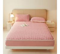 VENIES Protege Matelas 90 x 200 cm Drap Housse Flanelle Matelassé - Bonnet jusqu'à 30cm avec Élastique Tout Autour Drap de lit Flanelle Microfibre Super Chaud pour Matelas Épais Rose