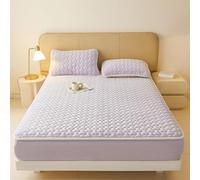 VENIES Protege Matelas 90 x 200 cm Drap Housse Flanelle Matelassé - Bonnet jusqu'à 30cm avec Élastique Tout Autour Drap de lit Flanelle Microfibre Super Chaud pour Matelas Épais Violet Clair