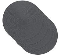 Venilia 59124 Lot de 4 Sets de Table, Gris, Ronds, pour Salle à Manger, Dessous de Plat, tissés, qualité Alimentaire, 38 cm