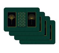 Venilia Arco Lot de 4 Sets de Table en Forme de Feuilles dorées Vert foncé, Bleuet, Palmier, 45 cm x 30 cm, lavables, Protection de Table, résistants à la saleté et à l'eau, adaptés aux Aliments