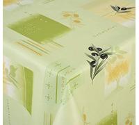 Venilia Nappe "vert Olive" linge de table toile cirée maintenance réduite hydrophobes, Polyester, PVC, rectangulaire, 140 x 200 cm, 55052