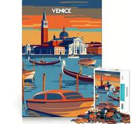 Venise au crépuscule Puzzle de 1000 pièces pour Adultes Jeu de réflexion Découpe précise Alignement Parfait Activité Amusante en Famille Le Soir (38x52cm)