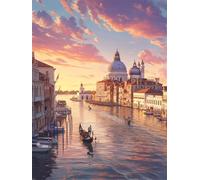 Venise Diamond Painting Enfant 60x80cm Broderie Diamant Coucher De Soleil, 2025 Diamond Art Kit Complet Round Peinture Diamant Adulte Strass Cristal Point de Croix Painting Artisanat, Cadeaux z306-t