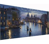 Venise Diamond Painting Grand Format 120x60cm, 5D Diamond Painting Adulte Vue Nocturne, DIY Peinture Diamant Loisirs Créatifs Adultes, Diamant Point de Croix Kit pour Décoration Murale Maison 9-2591