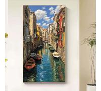 Venise Diamond Painting Italie Diamond Painting Adulte, 5D Broderie Diamant Kit Complet, DIY Cristal Strass Point de Croix Artisanat Loisirs Créatifs Adultes Tableau Decoration Murale 40x80cm hif8-f
