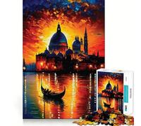 Venise en Couleurs Puzzle de 1000 pièces pour Adultes Jeu de réflexion Découpe précise Alignement Parfait Activité Amusante en Famille Activité Nocturne (50x75cm)