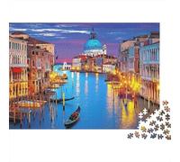 Venise Grand Canal Puzzle pour Adultes Puzzle 1000 Pièces Vue de Nuit Jeu de Puzzle 1000 Pièces Détente Famille 38x26cm/1000pcs