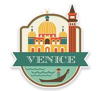 Venise Italy Lot de 2 étiquettes autocollantes en vinyle pour bagages et voiture 10 cm Largeur 9,2 cm Hauteur 10 cm