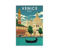 Venise Italy Poster de voyage vintage 20 x 30 cm Impression sur toile pour salon, chambre à coucher, dortoir, maison, bureau Décoration murale