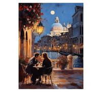 Venise Peinture Numero Adulte Couple Kit Peinture par Numero Adulte 30 x 40CM, Activité Manuelle Enfant Canvas Painting, Paint by Numbers avec Acrylic Paint et pinceaux pour Decoration Maison LSJ-27