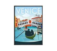 Venise vacances voyage affiche impression dessin animé paysage toile peinture château rétro mur Art photo moderne salon décor (Color : B, Size : 30x40CM No Frame)