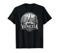 Venise Vénétie Italie Cityscape Woodcut T-Shirt Graphique avec Valeur