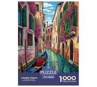 Venise Ville d'eau pour Adultes 1000 Pièces Lagune Puzzle Décoration Intérieure Cadeaux d'anniversaire pour Noël Jeux Éducatifs Family Games Stress Relief Toy 38x26cm/1000pcs