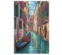 Venise Ville d'eau Puzzles 1000 Pièces Adultes, Puzzle en Bois Jeux D'adresse pour Toute La Famille,Jeu De Team Building 78×53cm