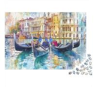 Venise, Ville d'eau Puzzles pour Adultes 1000 Pièces Jeu ÉduChatif Jouets Défi Artisanat Cadeau Famille Décor À La Maison Jeu D'adresse pour Toute La Famille 1000pcs (75x50cm)