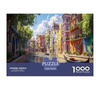Venise Ville d'eau Puzzles pour Adultes 1000 Pièces Lagune Cadeaux d'anniversaire pour Noël Décoration Intérieure Jeu De Défi Familial Jeux Éducatifs Relaxation Et Sagesse 70x50cm/1000pcs