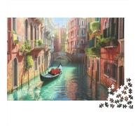 Venise, Ville des eaux Puzzle Coloré 1000 Pièces Guerir pour Adultes Jeux Cadeaux Décoration pour La Maison Puzzle Impossible Jeux Éducatifs 1000pcs (75x50cm)