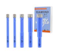 VENJELD Foret Diamant Carrelage Set - 6/6/8/10/12mm 5 Pièces Scie Cloche Diamant Perçage à Sec pour Carrelage Céramique Porcelaine Marbre Granit - Tige Ronde avec Mallette de Rangement
