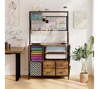 VENNQD Grand meuble de rangement et d'organisation compatible avec les machines Cricut, table d'artisanat avec station de charge, bureau d'artisanat avec outils et accessoires avec support en vinyle