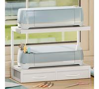 VENNQD Support compatible avec Cricut Maker et Cricut Explore Air Series - Pieds de support pour 2 machines Cricut entièrement ouvert à 2 niveaux - Organiseur de rangement d'accessoires de bureau