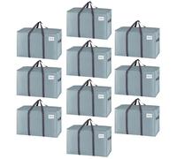 VENO 102L Lot de 10 Sac Déménagement grand avec Couvercle et Poignées Renforcées, Sac de Rangement Vêtement Résistant, Alternative aux Cartons Déménagement, Sacs de Voyage (Bleu Clair, Lot de 10)