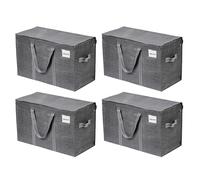 VENO 102L Lot de 4 Sac Déménagement grand avec Couvercle et Poignées Renforcées, Sac de Rangement Vêtement Résistant, Alternative aux Cartons Déménagement, Sacs de Voyage (Gris, Lot de 4)